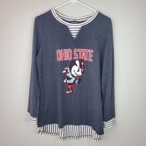 Gameday Couture Size M Ohio State Buckeyes Gray Striped Long Sleeve Shirt